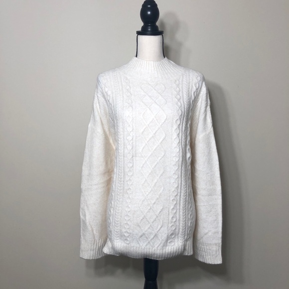 NEW LOFT Plus Cable Front Turtleneck Sweater Ivory Size 20 / 22 - Picture 4 of 13